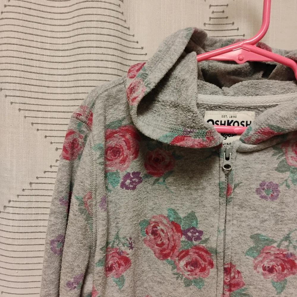 Oshkosh B'gosh Girls Floral Zip-Up Hoodie Size 12